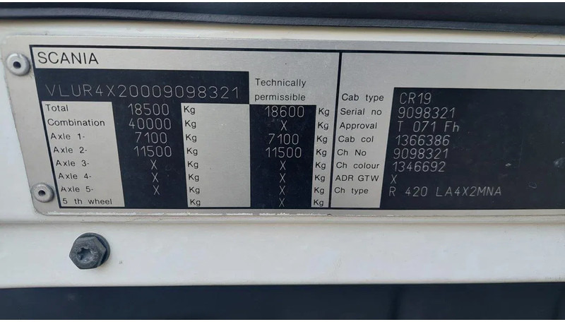 Tracteur routier Scania R420 4x2 MANUAL GEARBOX RETARDER: photos 11