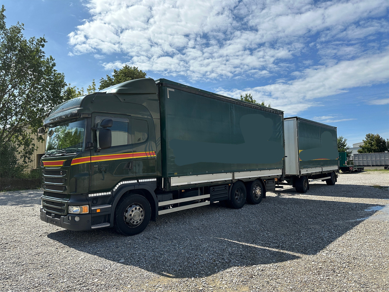 Camion à rideaux coulissants Scania R480 Pritsche+Plane mit Anhänger Honold: photos 12