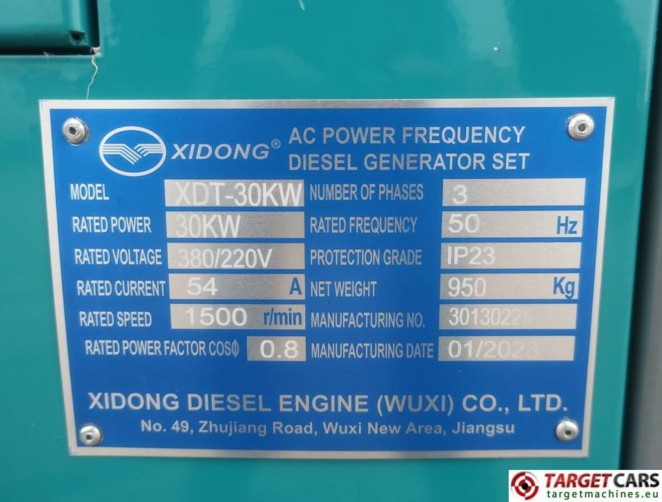 Groupe électrogène neuf Xidong XDT-30KW Diesel 37.5KVA Generator 400/230V: photos 11